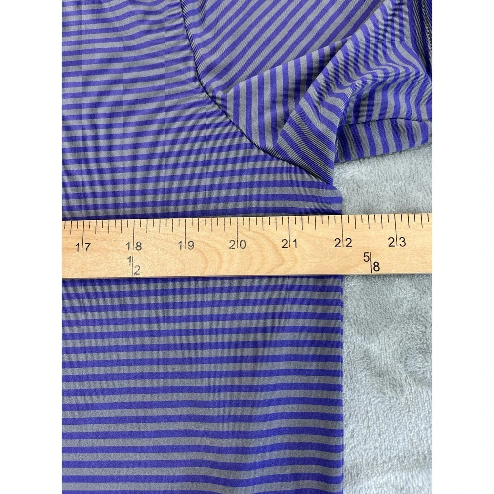 Ralph Lauren RLX Polo Men Medium Purple Striped 1/4 Button Performance Side Slit